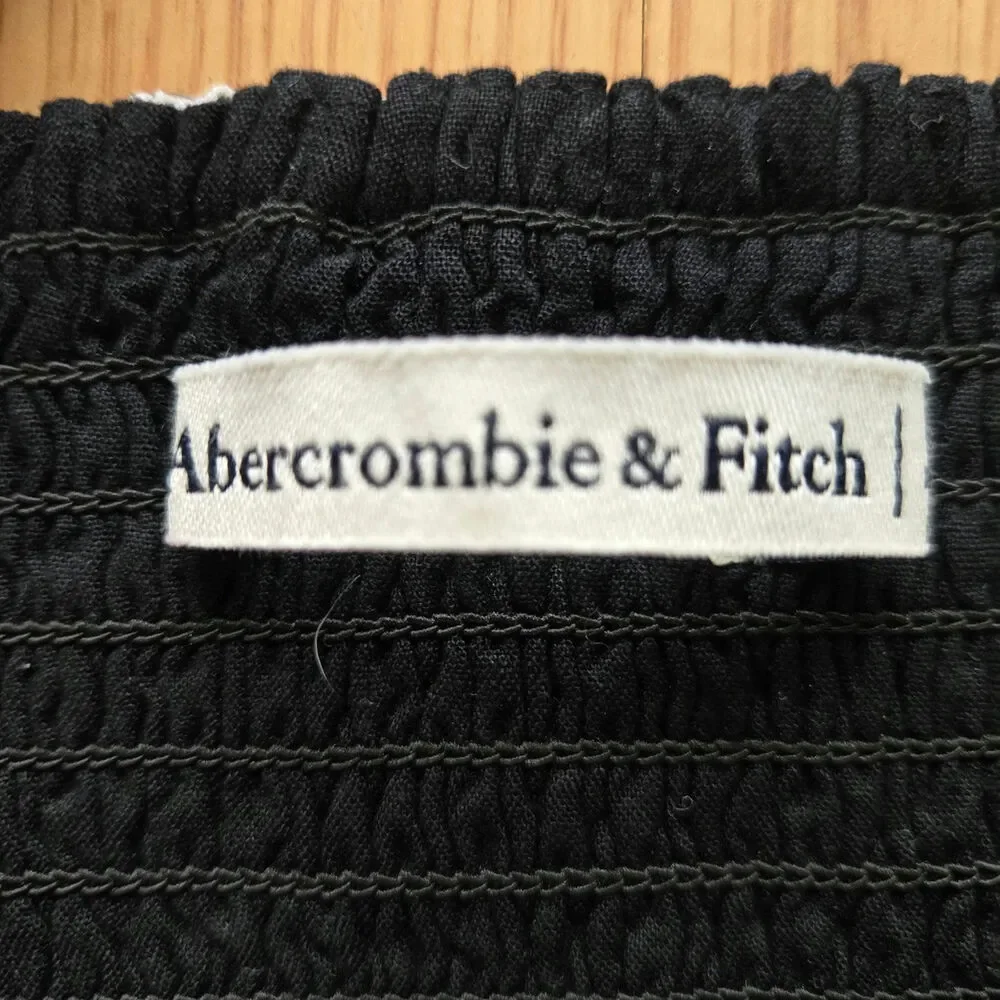 Abercrombie & Fitch Womens Cottage Boho Romantic Floral Ruched Puff Sleeve Top